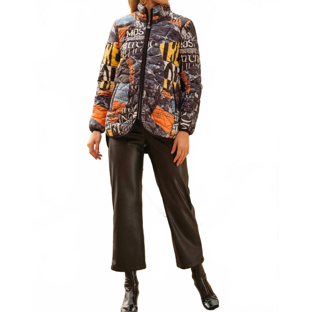 NEW DOLCEZZA quilted zip coat in newspaper